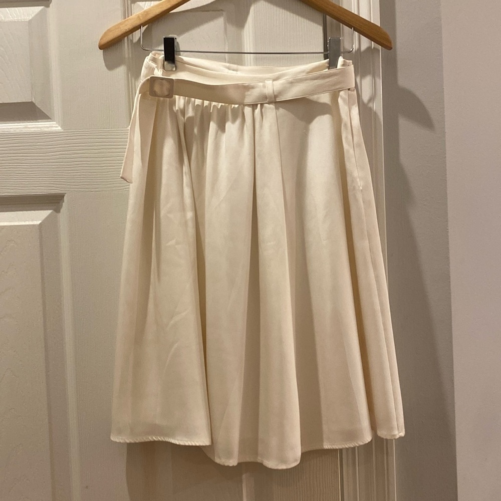 Theory white silk skirt